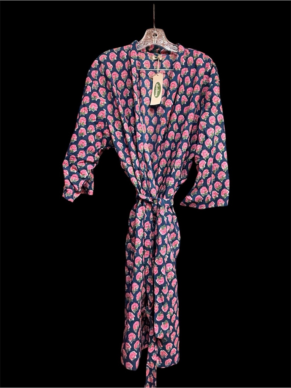 Dolma NWT Floral Indian Block Print Cotton Kimono Robe Loungewear,Beach Cover-Up